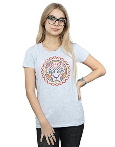 Image of Marvel Women's Black Panther Tribal Panther Icon T-Shirt Sport Grey Small