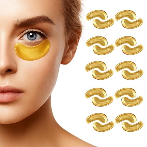 Image of x10 Pair Crystal Collagen 24K Gold Powder Gel Eye Mask Sheet - Anti Aging, Under Eye Patches, Dark Circles & Puffiness, Skincare, Anti Wrinkle