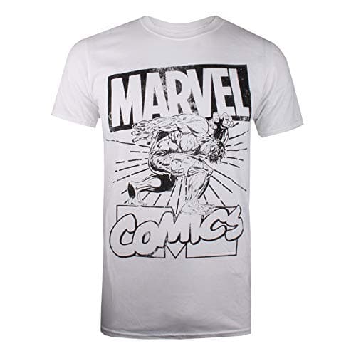 Image of Marvel Men's Hulk Lift Regular Fit Crew Neck Short Sleeve T - Shirt, White (White White), XX-Large (Manufacturer Size:XX-Large)