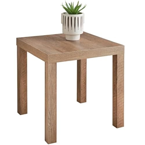 Image of FAHAAM Oak Effect Wooden Side Table, Small Coffee Table, 45cm x 45cm x 45cm, Brown