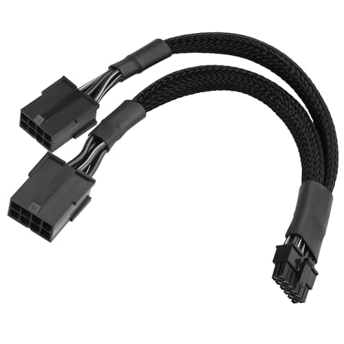 Image of ELFJMZP SQC118 12VHPWR PCIe 5.0 12-Pin to Dual 8-Pin (6+2) PCIe Power Cable for RTX 4090/4080/4070 Ti, PCI Express 5.0 GPU Power Adapter, 20cm Braided Cable
