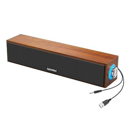 Image of HNW Computer Speakers for Desktop Monitors, PC Speakers, USB Powered 6W Stereo Soundbar with 2 Diaphragms,3.5mm Aux Input, Knob Volume Control, Wired Soundbar for Desktop Smartphones Laptop