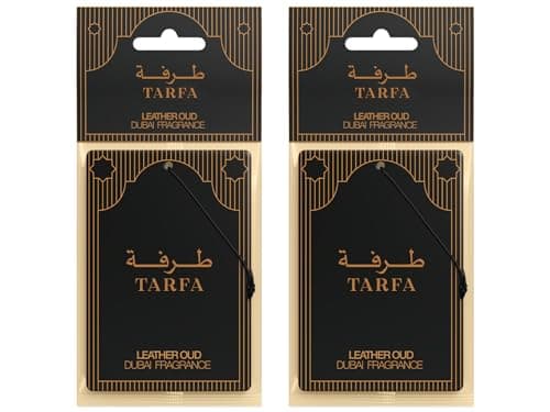 Image of TARFA Leather Oud Car Air Freshener 2 Pack – Dubai Formulated Oil-Based Carded Car Fresheners | Strong Long-Lasting Luxury Oud & Leather Scent | UK Manufactured