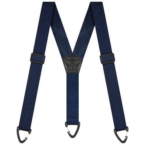 Image of BSBUY Men's Adjustable Braces 3.8cm Wide Heavy Duty Suspenders with Strong Clips Elastic Trousers Braces for Men and Women Durable Suspenders for Business Wedding Casual(Navy Blue)