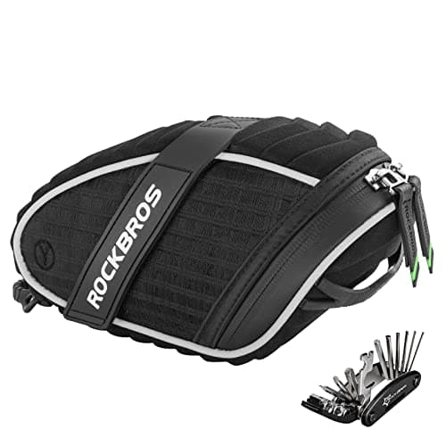 Image of ROCKBROS Bike Saddle Bag, Under Seat Bicycle Bag, Bike Repair Tool Kits Bicycle Tail Pack, Portable Storage Pouch 1L Reflective and Ultralight