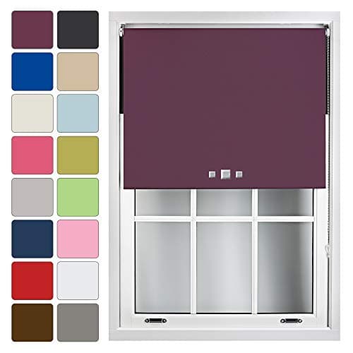 Image of FURNISHED Blackout Roller Blind with Triple Square Eyelets Made to Measure, Aubergine, 60cm x 165cm