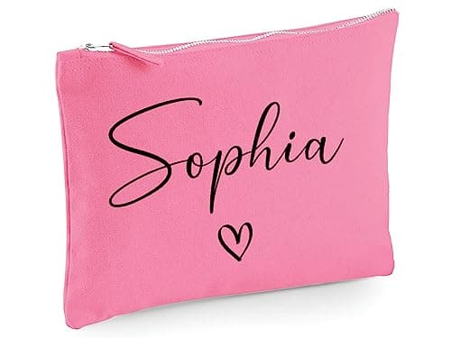 Image of D&T Personalised Canvas Accessory Case Gift,Customised Accessory Bag Appreciation Gift for Her-Gift for Him #W530#01 True Pink L