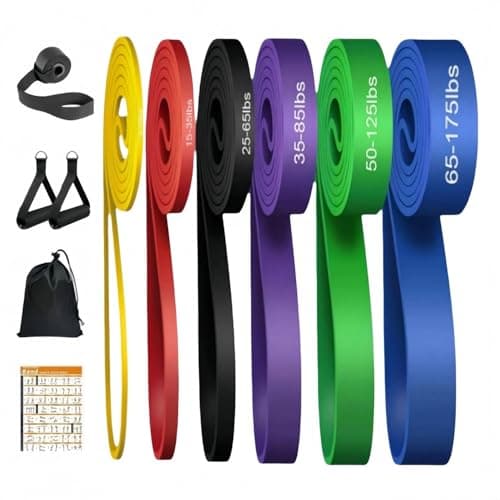 Image of Resistance Bands Set, 6 Levels Resistance Pull Up Bands, with Door Anchor, Handles,Training Poster, for Exercise Strength Training, Yoga, Home Gym Physical Equipment for Men Women