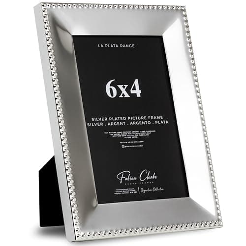Image of Silver Plated Photo Frame Picture Frame Polished Finish With Trim Detail and Tarnish Protected for Wedding Picture or Family Photos (6x4)