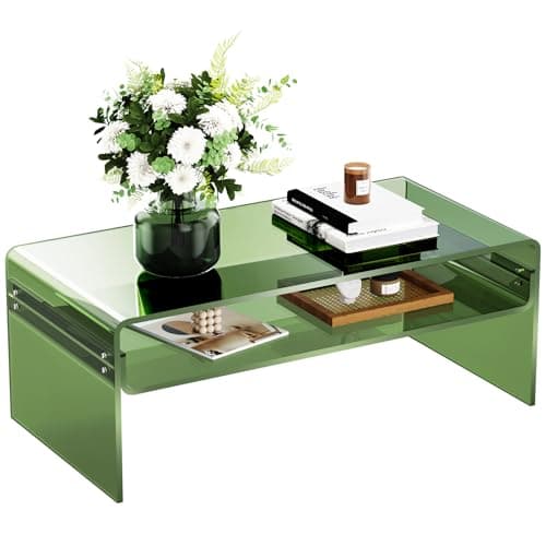 Image of solaround Acrylic Coffee Table, Transparent Clear Coffee Table for Living Room (Green, 50 cm)