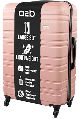 Image of A2B 30" Large Suitcase Lightweight Hard Shell - Luggage with 4 Spinner Wheels, Durable ABS Travel Cases for Holiday, Stress Tested Zippers, Pink Rose Gold (Dark Rose, Large)