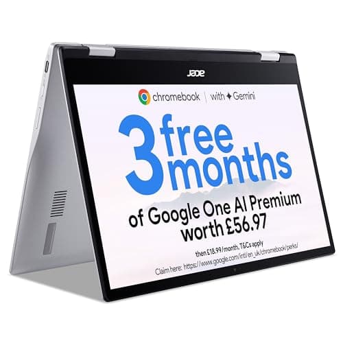 Image of acer Chromebook Spin 513 CP513-1H - (Qualcomm Snapdragon SC7180, 4GB, 64GB eMMC, 13.3 Inch Full HD Touchscreen Display, Google Chrome OS, Silver)