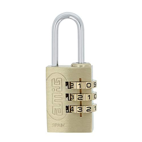 Image of Amig - Combination Padlock Model 42 | 3-Digit Security for Lockers, Suitcases, Backpacks | Anti-Rust, Waterproof | Matte Brass, 20mm, Brass and Treated Steel Bow