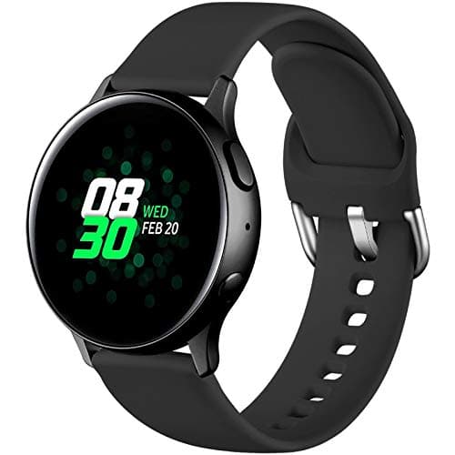 Image of Dirrelo Sport Strap Compatible With Samsung Galaxy Watch Active/Active 2 40mm/44mm, 20mm Waterproof Silicone Replacement for Samsung Galaxy Watch 6/5/4 40mm 44mm Strap for Women Men,LargeBlack