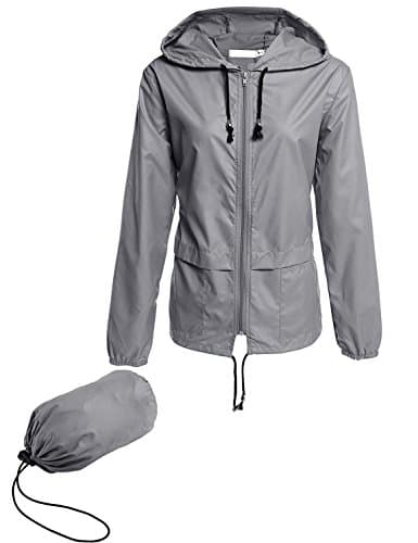 Image of Lomon Windproof Jacket Womens Summer Lightweight Jackets Windproof Go Outdoors Coats Thin Outerwear Windbreaker Grey XL