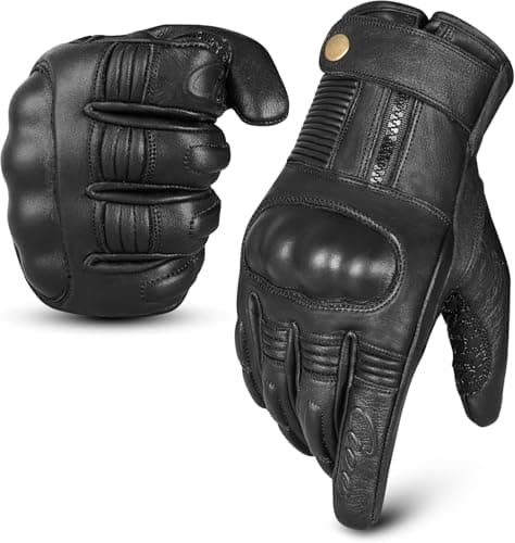 Image of RideMaxx Motorcycle Gloves Geniune Leather Motorbike Gloves Black Leather Gloves Touchscreen Biker Gloves (Black, XL)