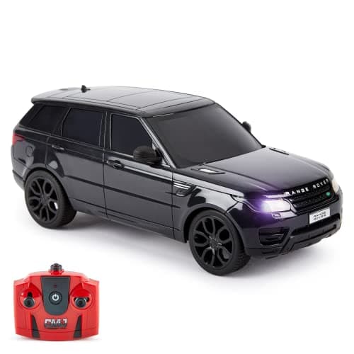Image of CMJ RC Cars TM Range Rover Sport Remote Control Car 1:24 scale with Working LED Lights, Radio Controlled Supercar (Range Rover Sport Black)