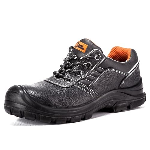 Image of Black Hammer Mens Leather Safety Trainer Work Shoes Non Metal Lightweight Composite Toe Cap Kevlar Midsole Ankle Hiker S3 SRC 2252 (10 UK) Black