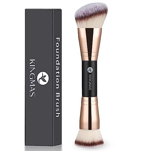Image of KINGMAS Foundation Brush, Premium Bronzer Makeup Brush, Double Ended Contour Brushes Flat & Angled Round Top for Blending Liquid Powder Concealer Cream Blush