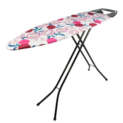 Image of Beldray LA031282POM2EU7 Easy Glide Ironing Board - Foldable, Adjustable Iron Rest, 7 Heights, Thick Underlay for Smooth Pressing, Heat Reflective Cover, Hanging Slots, 122 x 38 cm, Pomegranate Print