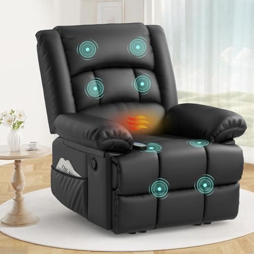 Image of sisolos Recliner Armchair for Adults, Recliner Chair with Massage & Heat, Padded Armrest Adjustable Legrest Backrest, Manual Reclining Chair for Living Room Sofa Chair with 2 Side Pockets