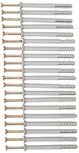 Image of Merriway BH05917 (20 Pcs) Hammer Type Solid Wall Fixing with Nylon Plug, M6 x 70mm (1/4 inch x 2.3/4 inch) - Pack of 20 Pieces, White