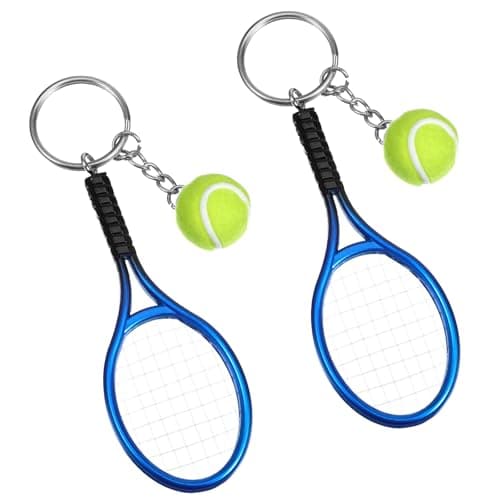 Image of Mabor 2 PCS Tennis Keychain Mini Metal Ornament Cute Tennis Racket Ball Keychain Gifts for Women Men