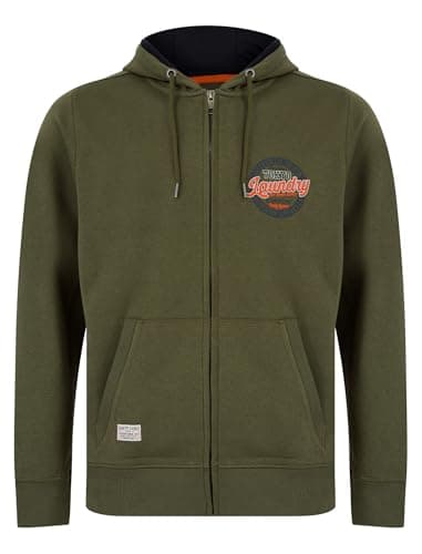 Image of Tokyo Laundry Men's 'Baxter' Reverse Print Brushback Fleece Zip Through Hooded Top