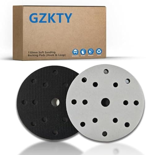 Image of GZKTY Pack of 6 Sponge Interface Pads 150mm | 15-Hole Heavy-Duty Foam Backing Pads for Large Orbital Sanders | Universal Fit 6" Hook & Loop System
