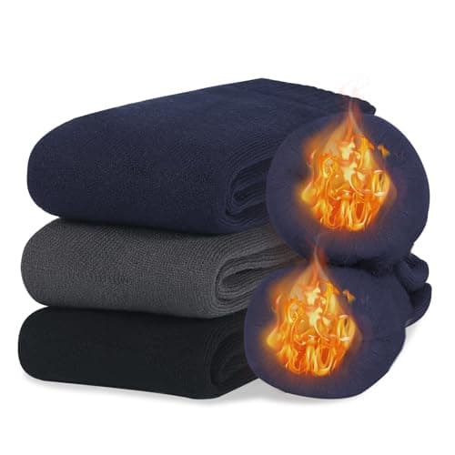Image of ElifeAcc Thermal Socks Soft Brushed Merino Wool Blend Breathable and Warm Winter Socks for Casual Outdoor Activities Suitable for Men&Women UK3-10(M Black+Navy+Dark Grey)