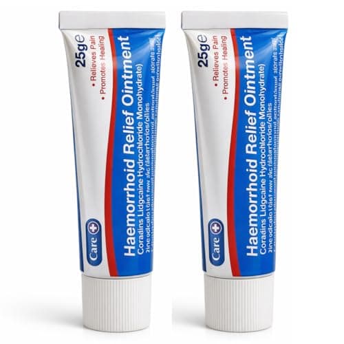 Image of Care+ Haemorrhoid Relief Cream, 2 x 25g Tubes – Fast-Acting External Piles Treatment with Lidocaine & Allantoin – Pain, Itching & Swelling Relief – for Adults & Teens 12+