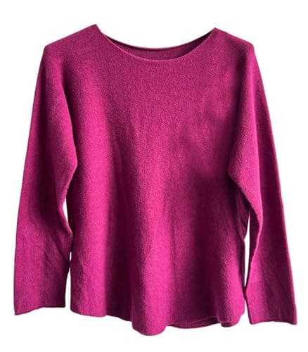 Image of BESTITALIANUK Women Plain Italian Soft Knitted Jumper Long Sleeve Round Neck Basic Sweater Top T Shirt Fuchsia
