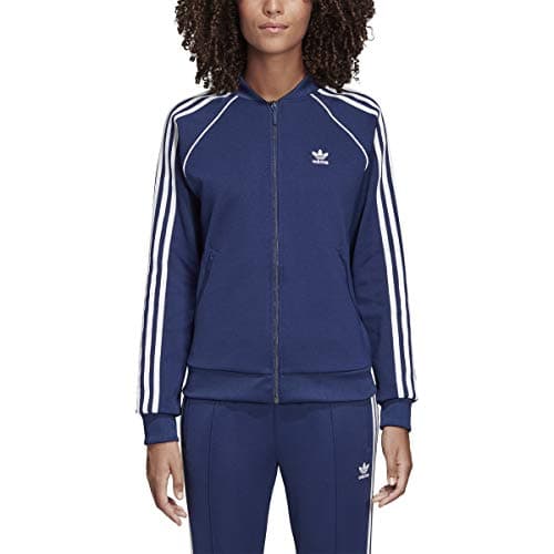 Image of adidas Originals womens-Superstar Track Top Long Sleeve Shirt - blue - XS