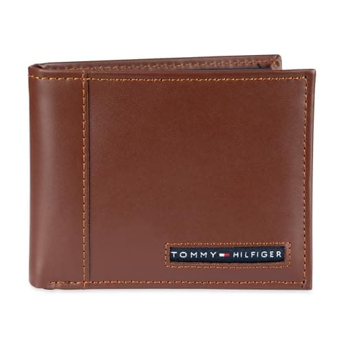 Image of Tommy Hilfiger Men's Leather Cambridge Passcase Wallet with Removable Card Case,Tan, One Size