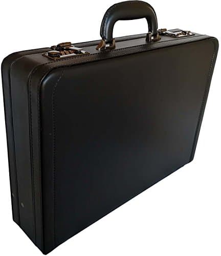 Image of Deluxe Faux Leather Expandable Executive Attache Case Briefcase (Black)