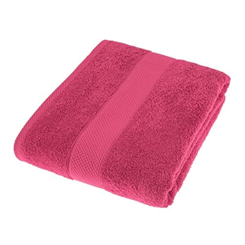 Image of HOMESCAPES Raspberry Pink Turkish Cotton Jumbo Towel Super Soft Thick & Absorbent 500 GSM Towel Heavy Weight for everyday Luxury