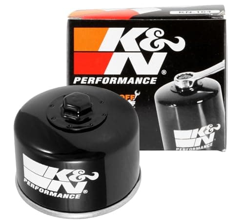 Image of K&N Powersports Oil Filter - Spin-On 76x65mm compatible with BMW, Kymco (KN-164), Black
