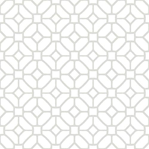 Image of WallPops FP2946 Lattice Peel & Stick Floor Tiles, White & Off-White, 12 x 12 inches