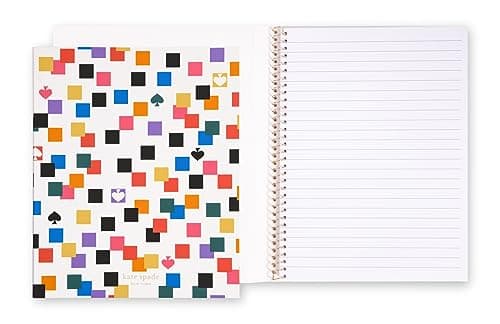 Image of Kate Spade New York Small Concealed Spiral Notebook, 8.25" x 6.75" Journal Notebook with 112 Lined Pages, Scattered Checks