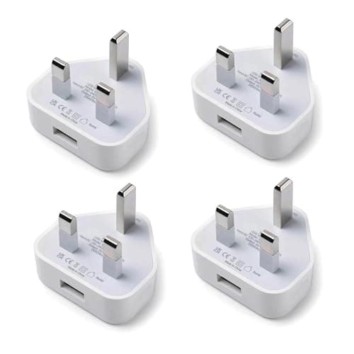 Image of USB Plug Charger Pack of 4 | UK Mains Phone Charger Plug | for USB Cable UK 1Amp/1000mAh | Compatible with iPhone iPad Mini Air iPods Samsung Lenovo Sony ASUS Note 3 Nokia