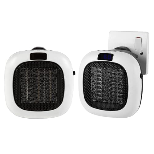 Image of Beldray COMBO-8288 Electric Plug In Heater Set of 2, Portable Heating Unit With LED Display, 12 Hour Timer, 2 Fan Speed and Cool Down Function, Small Personal Space Heater, 700 W, White