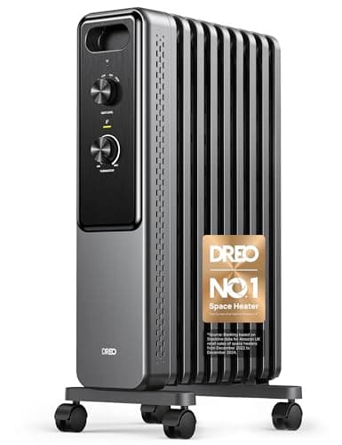 Image of Dreo 9 Fins Oil Filled Radiator Heater, 2000W Silent Electric Heaters for Bedroom, Free Standing, Overheat & Tip-Over Protection, Adjustable Thermostat, Child Lock, Dual Knobs, Energy Saving, Quiet