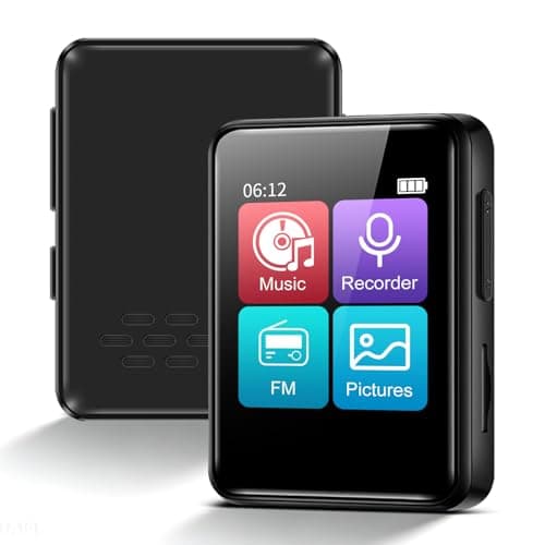 Image of Portable MP3 Player with Bluetooth, 50-Hour Battery, Expandable up to 128GB, Mini Music Player built-in Speakers, Touch Screen, FM Radio, Voice Recorder, Includes 32GB Card, Case & Earphone,Black
