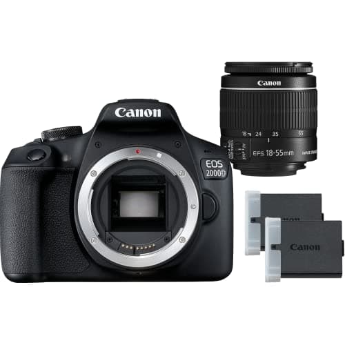 Image of Canon EOS 2000D + EF-S 18-55mm F3.5-5.6 IS II Lens + Spare Battery - Easy-to-use DSLR Camera with a Versatile Lens and a Spare Battery, Ideal for Portraits and Landscape - Amazon Exclusive