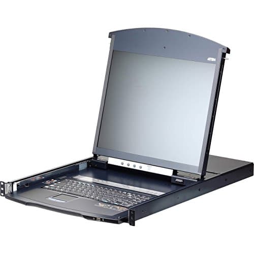 Image of 8 port CAT5 1U Dual Rail 19 LCD KVM Switch KVM Switch over IP with 1 local/remote user access (2 bus) Daisy Chain Panel Array Mod
