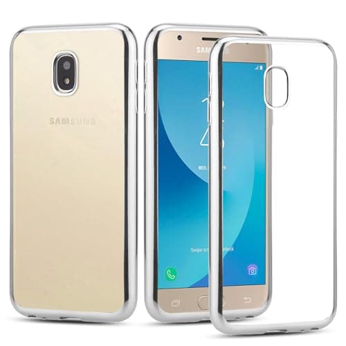 Image of Case for Samsung Galaxy J5 2017 Transparent Gel Soft TPU Silicone Gel with Chrome Frame Cover for Samsung Galaxy J5 2017 (Silver)