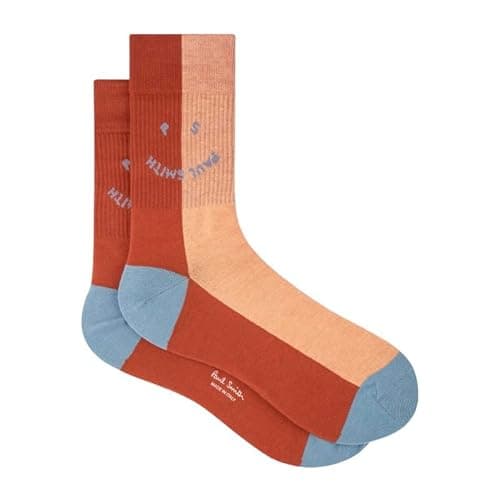 Image of Paul Smith PS Bicol Two Tone Happy Socks Orange Terracotta Blue. One Size