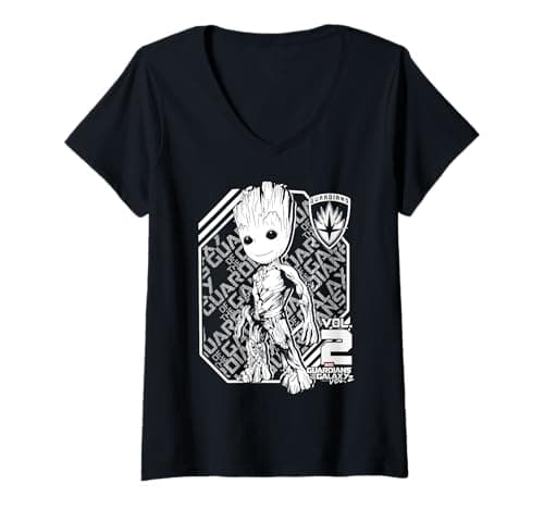 Image of Womens Marvel Groot Guardians of Galaxy 2 Athletic V-Neck T-Shirt