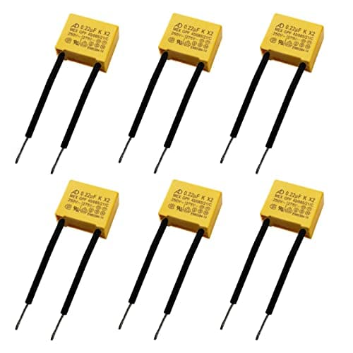 Image of BuxiuGK 6 Pcs Safety Capacitors Removal Interference Capacitors Polypropylene Film 12mm Capacitor Capacitance 0,22µF 275V X2