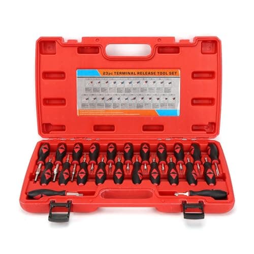 Image of Evetounmn 23pcs Universal Automotive Wire Terminal Removal Tool Kit, Terminal Release Kit with Chrome Alloy Pins and Ergonomic Handles, Wire Connector Pin Extractor Set for Jag